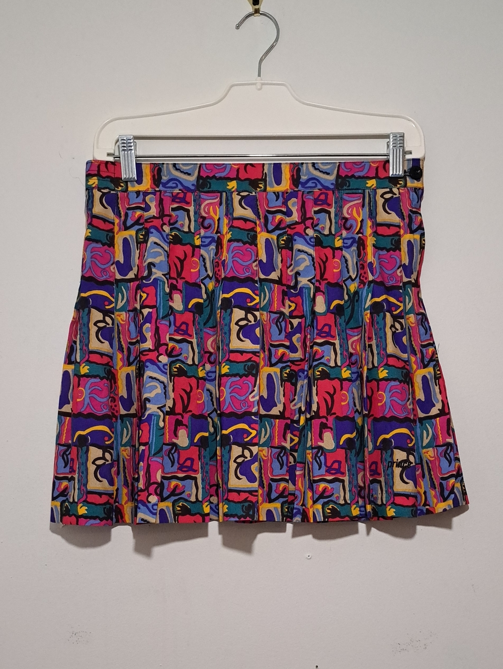 Prince Multicolor Pleated Skater Skirt with Abstract Blocks